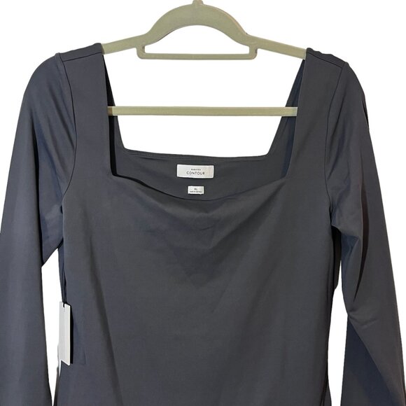 Aritzia Babaton Contour Squareneck Longsleeve Bodysuit Gray XL - Picture 3 of 10